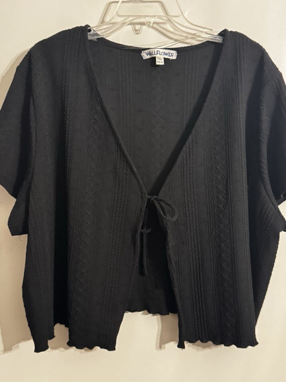 Wallflower NWT Black Tie Front Top Sz 3X Boho Lagenlook Capsule Travel